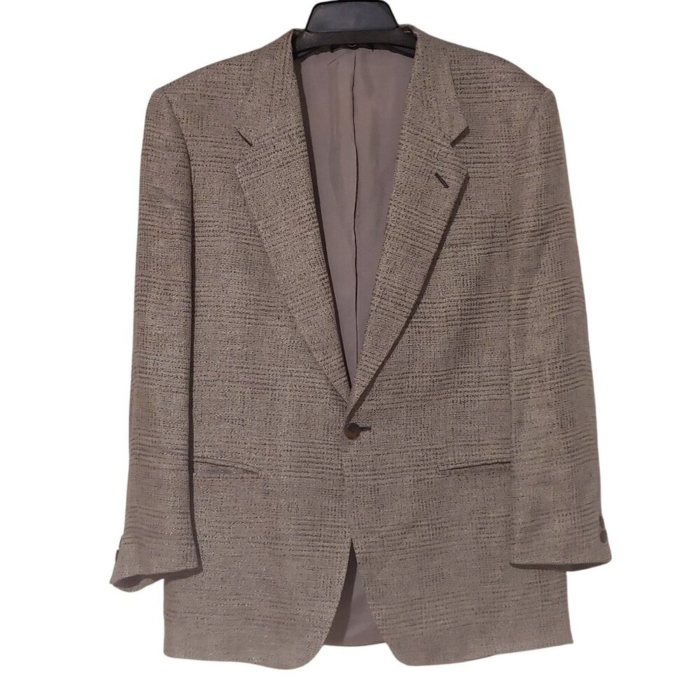 Lubiam Italy 100% Linen Womens Tan/Brown Pattern Single Button Blazer IT50R